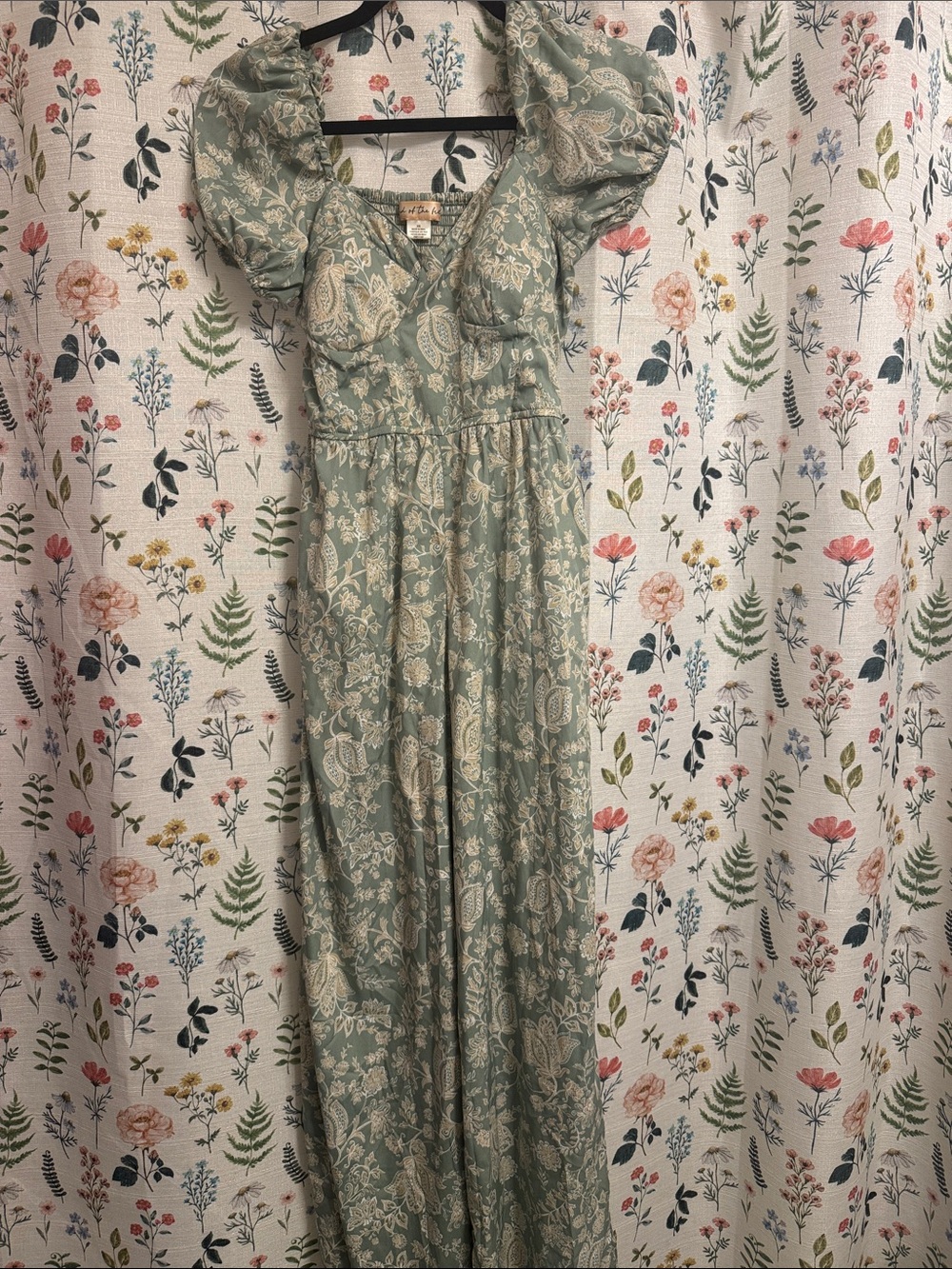 Light Sage Floral Maxi Romper